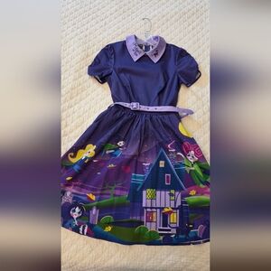 Loungefly Purple Collared Dress with Cartoon Print